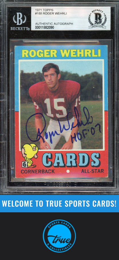 1971 Topps #188 Roger Wehrli Auto BGS Authentic