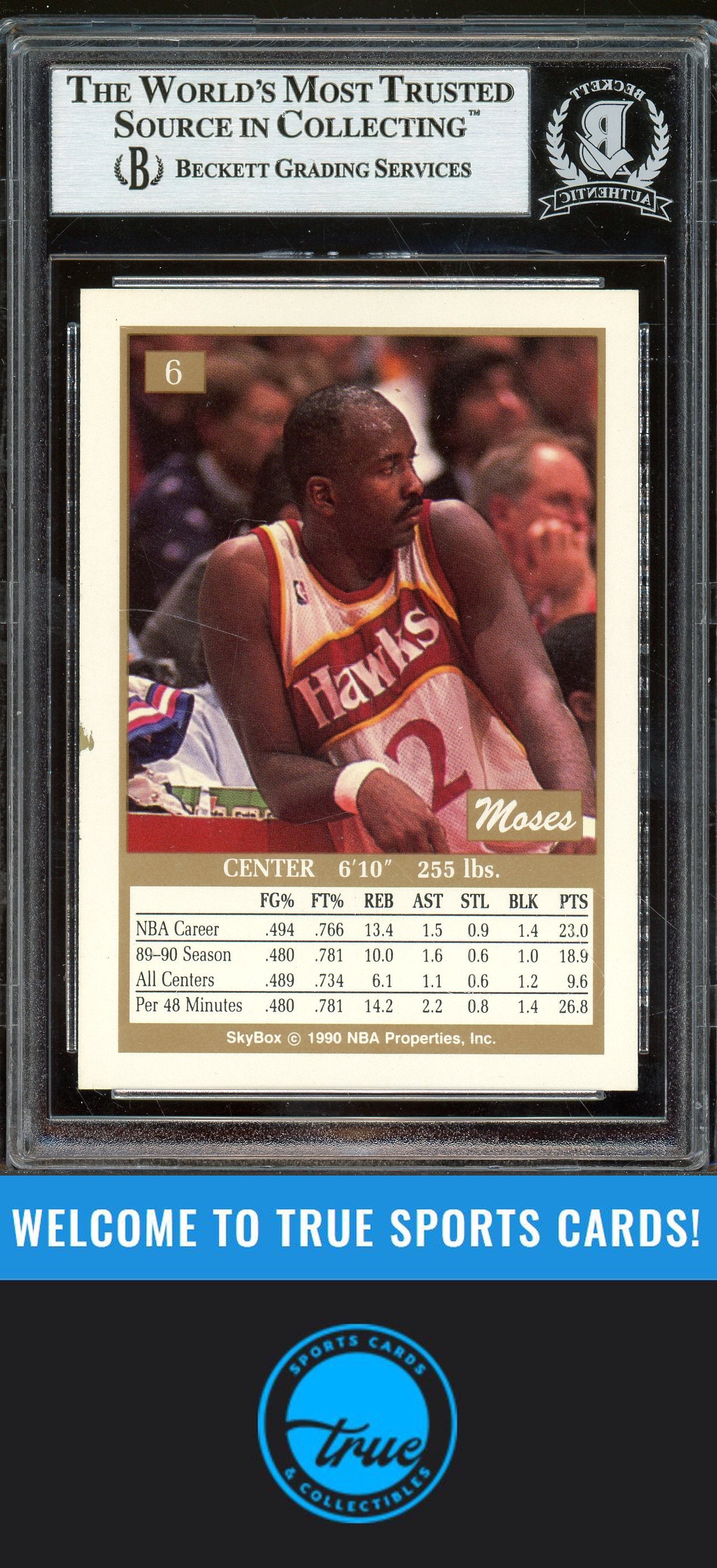 1990-91 SkyBox #6 Moses Malone Auto BGS Authentic