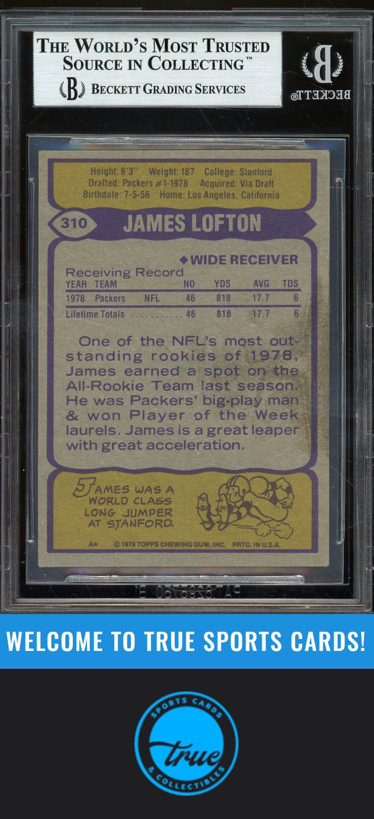 1979 Topps #310 James Lofton Auto BGS Authentic (5912)