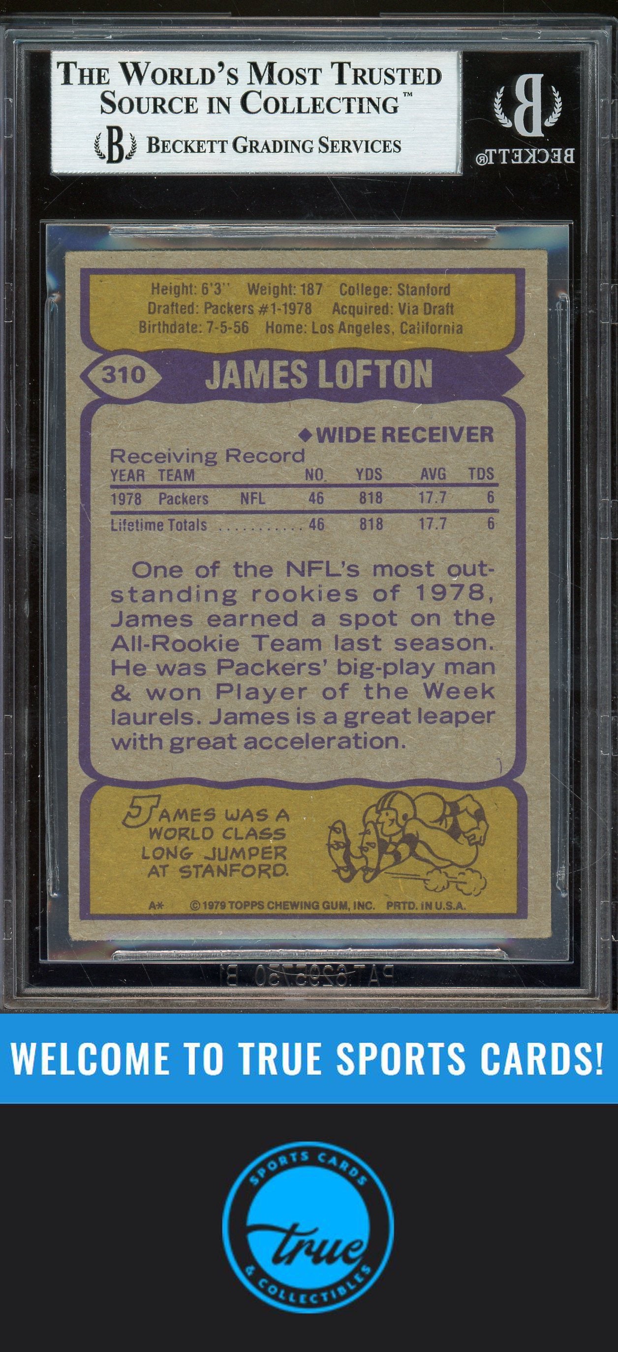 1979 Topps #310 James Lofton Auto BGS Authentic (5913)