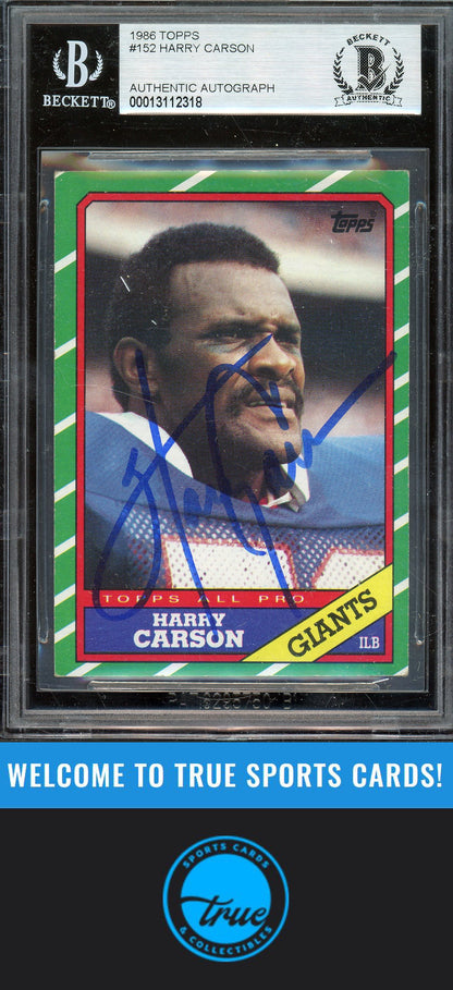 1986 Topps #152 Harry Carson Auto BGS Authentic