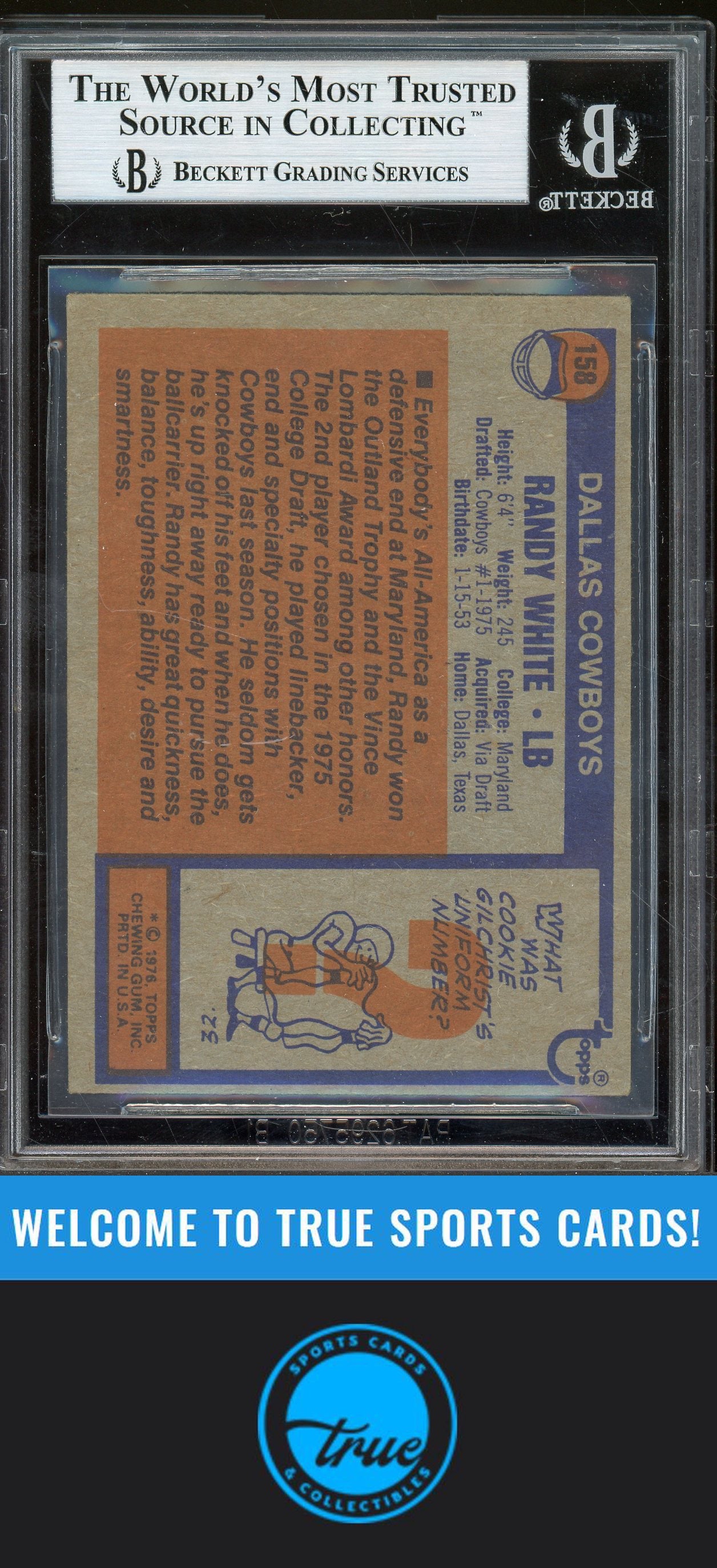 1976 Topps #158 Randy White Auto BGS Authentic (8281)