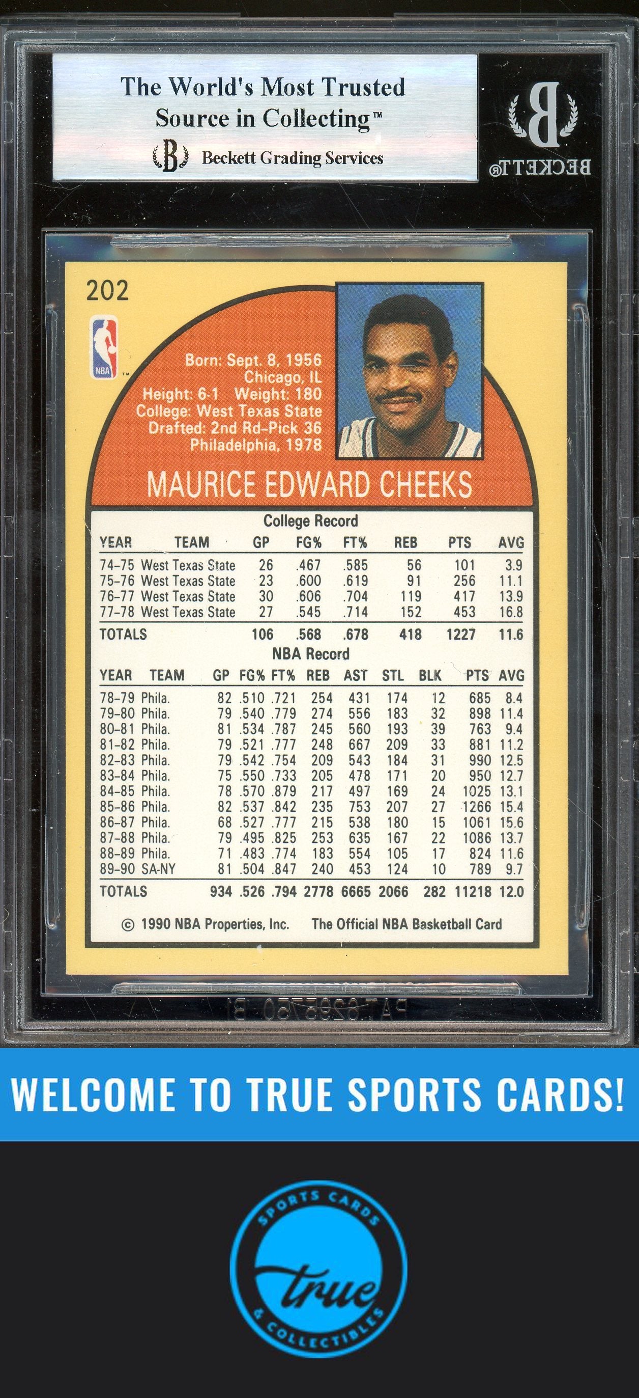 1990-91 Hoops #202 Maurice Cheeks Auto BGS Authentic (0789)