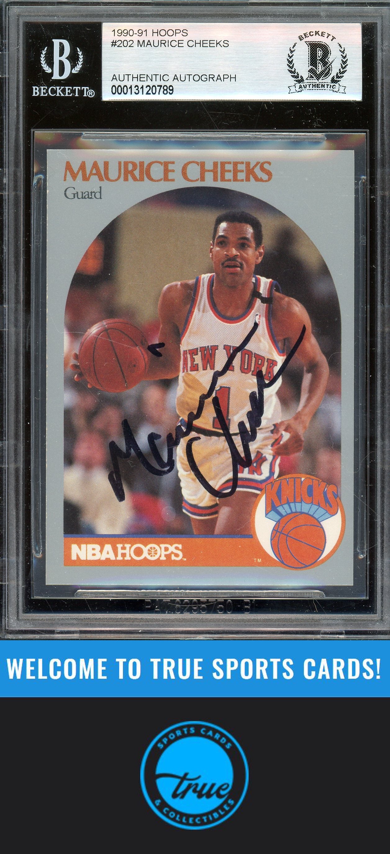 1990-91 Hoops #202 Maurice Cheeks Auto BGS Authentic (0789)