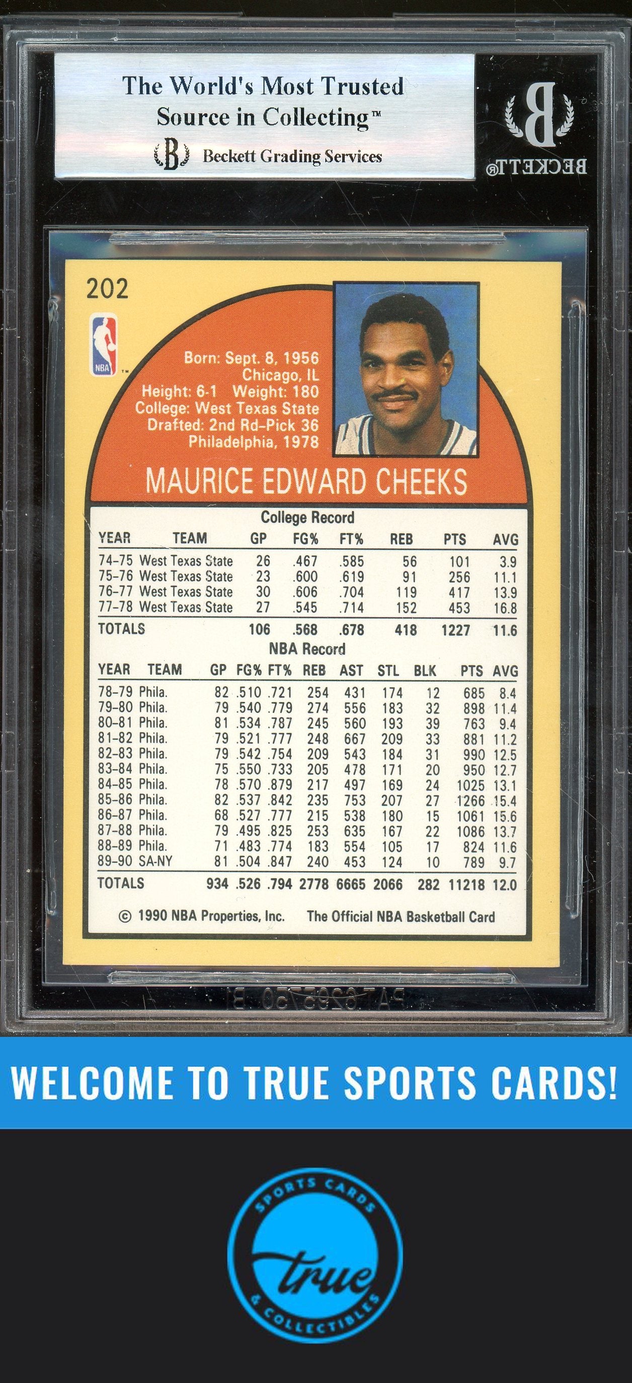 1990-91 Hoops #202 Maurice Cheeks Auto BGS Authentic (0788)