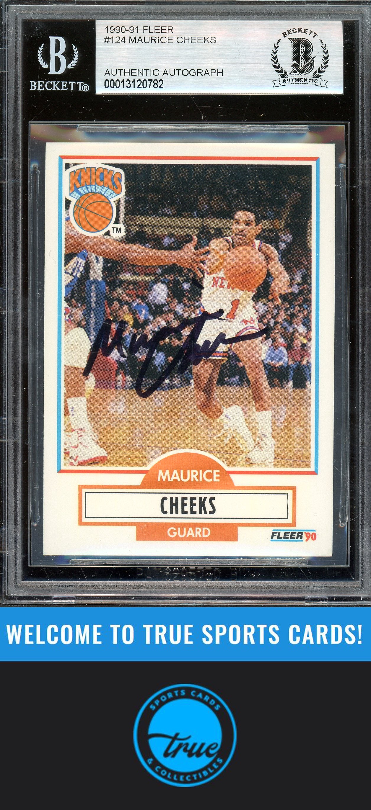 1990-91 Fleer #124 Maurice Cheeks Auto BGS Authentic (0782)