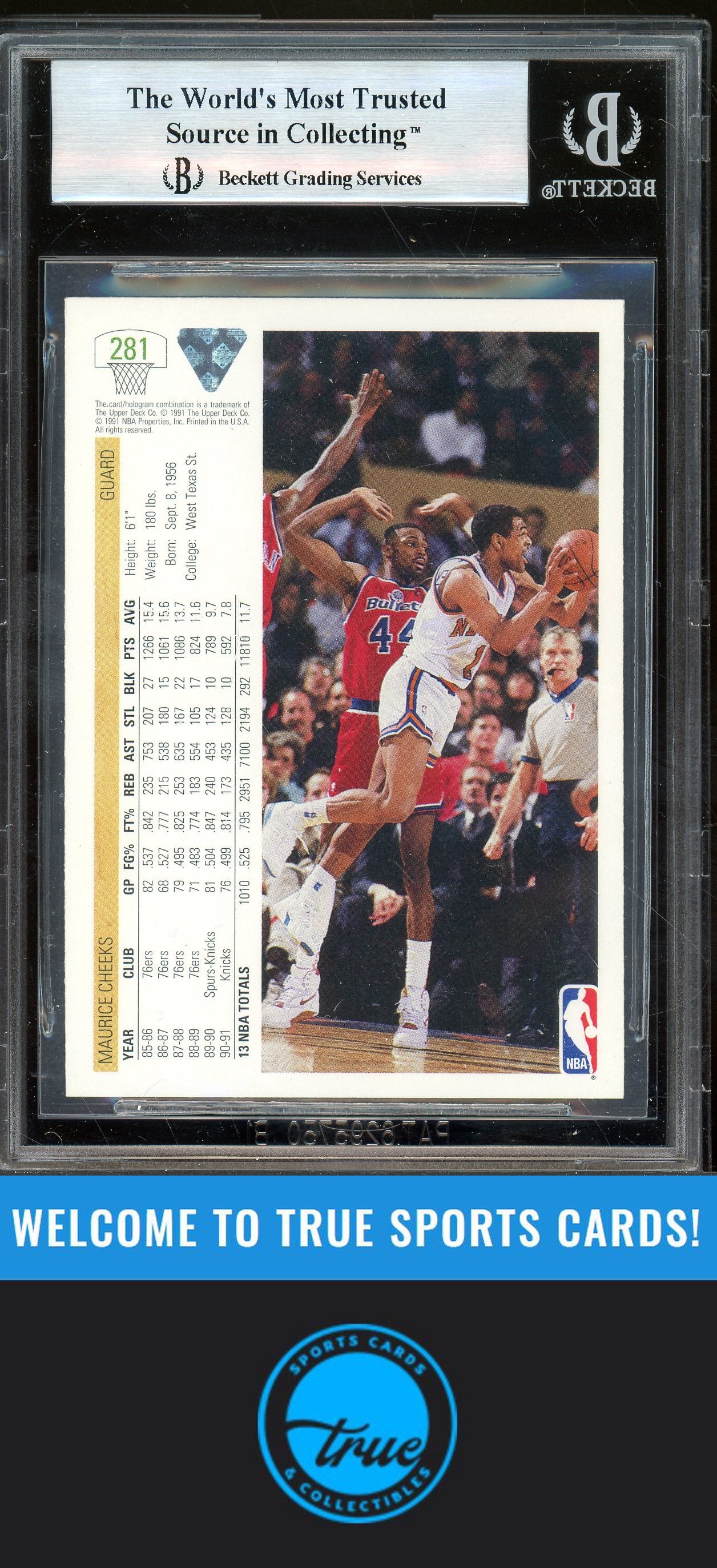 1991-92 Upper Deck #281 Maurice Cheeks Auto BGS Authentic (0779)