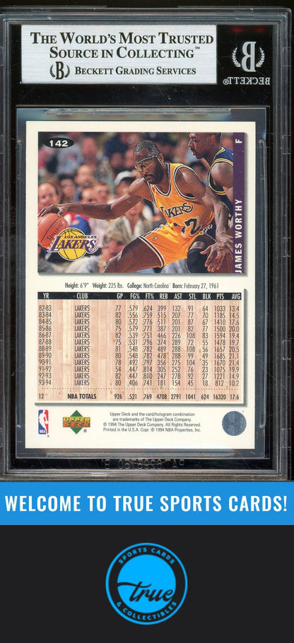 1994-95 Collector's Choice #142 James Worthy Silver Signature Auto BGS Authentic