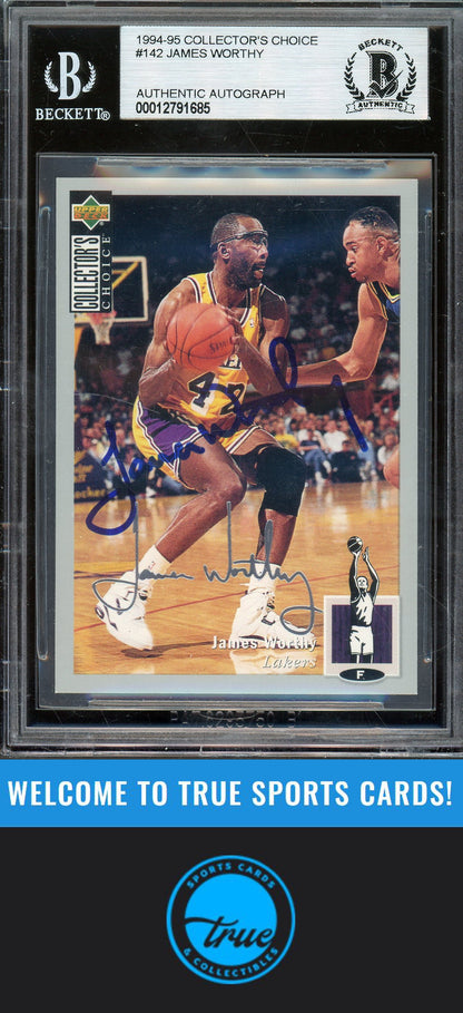 1994-95 Collector's Choice #142 James Worthy Silver Signature Auto BGS Authentic