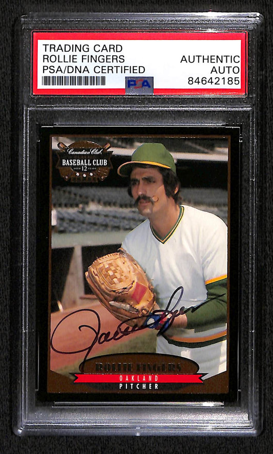 1996 CANADIAN CLUB ROLLIE FINGERS AUTO CARD PSA DNA (2185)