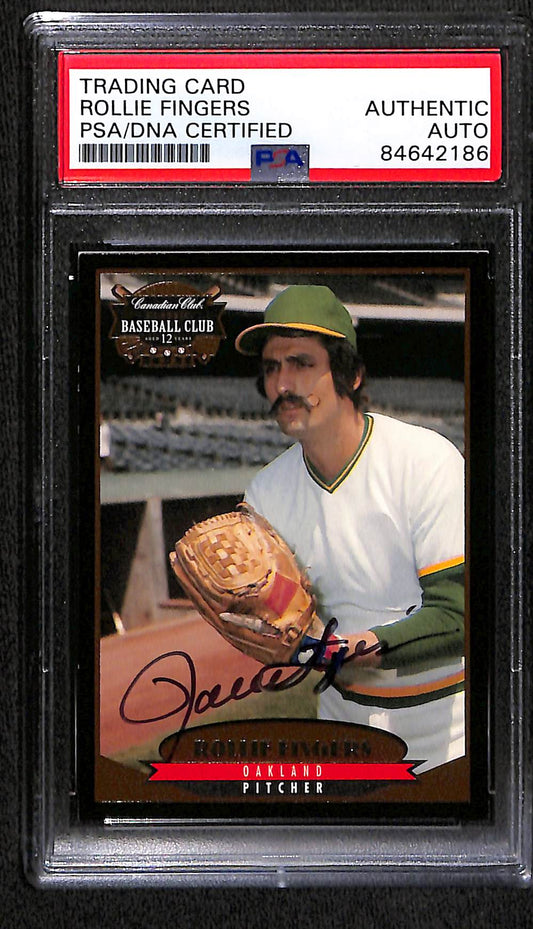 1996 CANADIAN CLUB ROLLIE FINGERS AUTO CARD PSA DNA (2186)