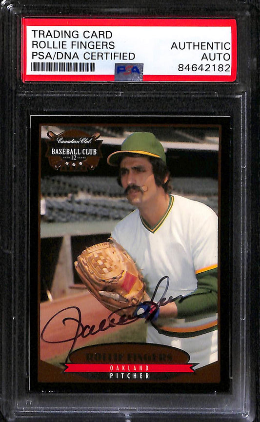1996 CANADIAN CLUB ROLLIE FINGERS AUTO CARD PSA DNA (2182)