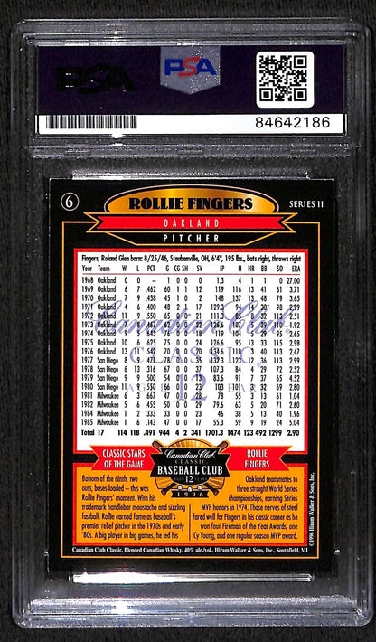 1996 CANADIAN CLUB ROLLIE FINGERS AUTO CARD PSA DNA (2186)