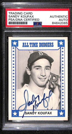 1980 TCMA ALL TIME DODGERS SANDY KOUFAX AUTO CARD PSA DNA (2065)