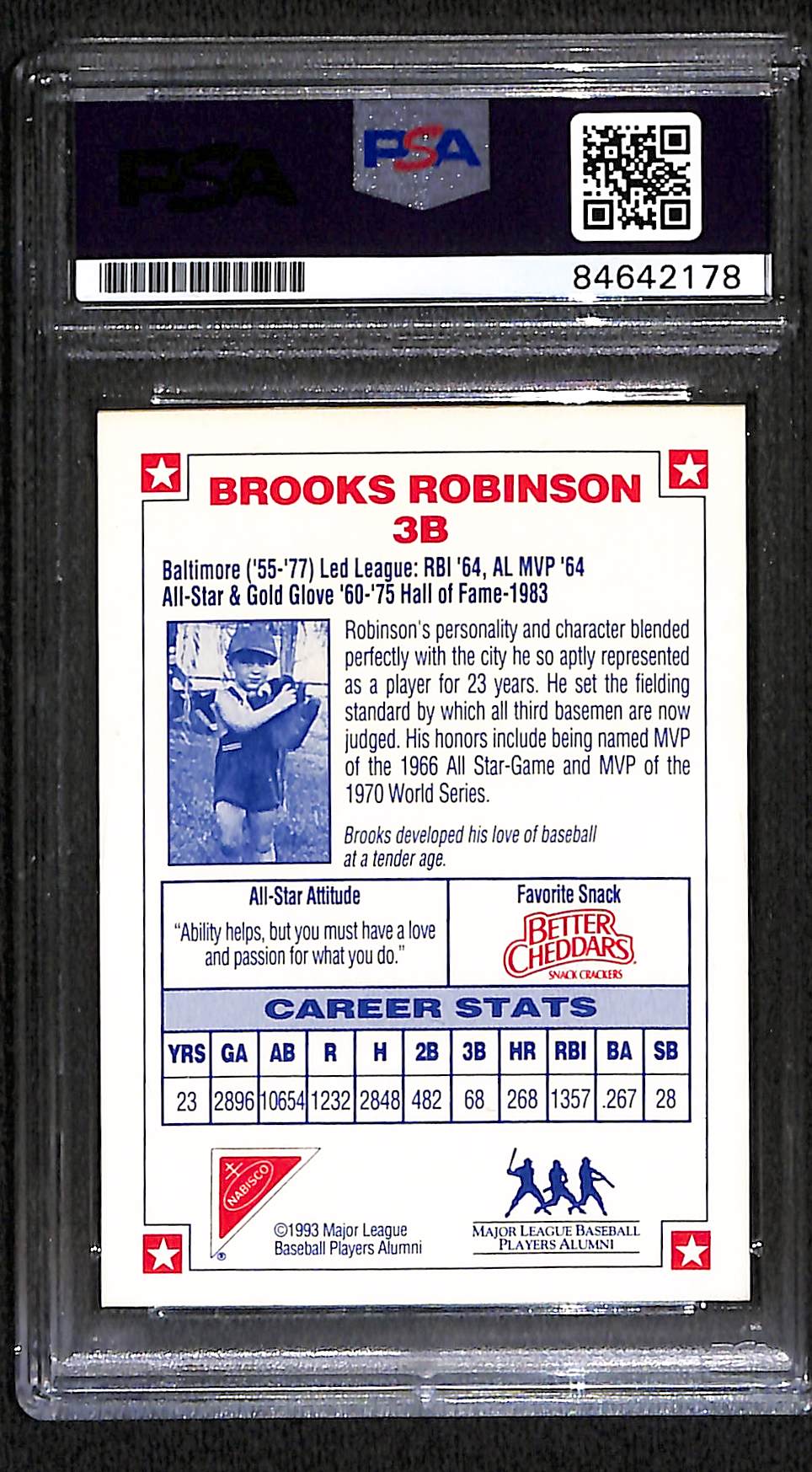 1993 NABISCO BROOKS ROBINSON AUTO CARD PSA DNA (2178)