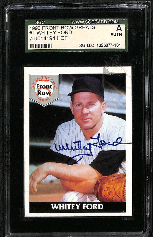 1992 FRONT ROW GREATS WHITEY FORD AUTO CARD SGC (7104)