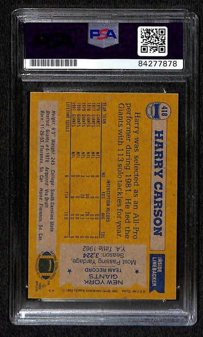1982 TOPPS HARRY CARSON AUTO CARD PSA DNA (7878)