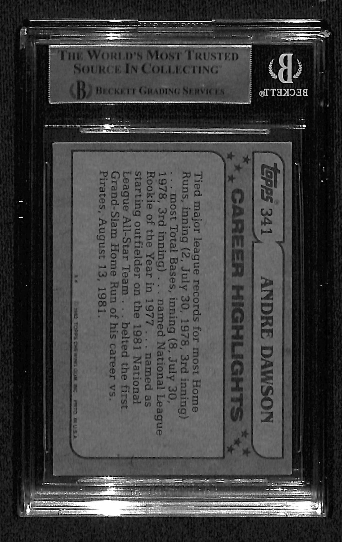 1982 TOPPS ANDRE DAWSON AUTO CARD BAS (8814)