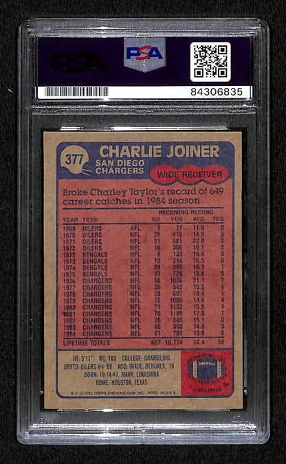 1985 TOPPS CHARLIE JOINER AUTO CARD PSA DNA (6835)