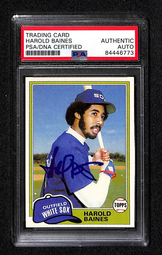 1981 TOPPS HAROLD BAINES AUTO ROOKIE CARD RC PSA DNA (6773)