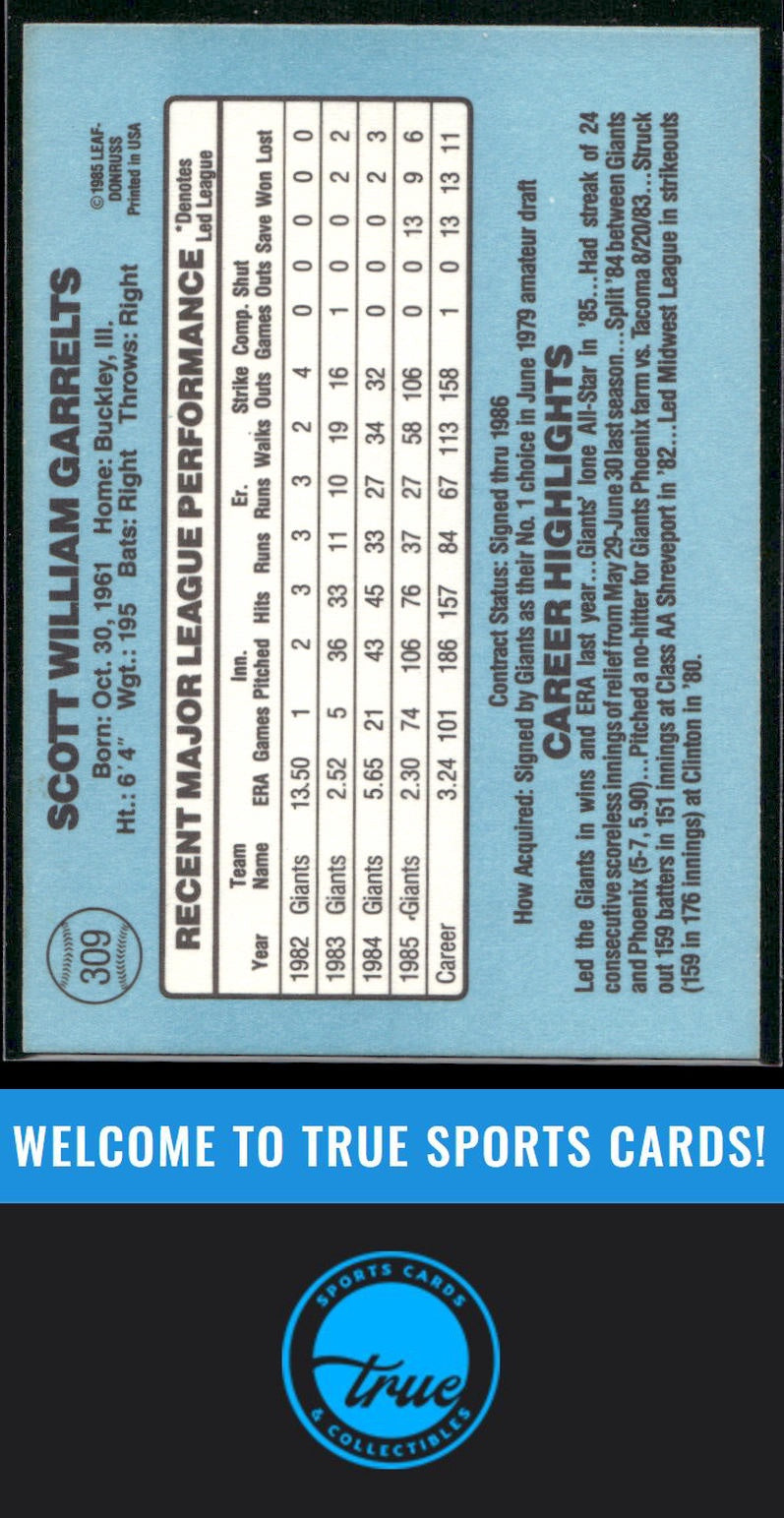 1986 Donruss #309 Scott Garrelts Auto