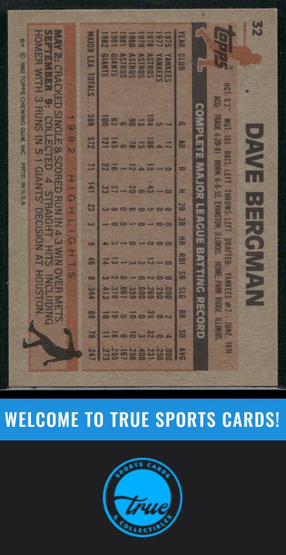 1983 Topps #32 Dave Bergman Auto