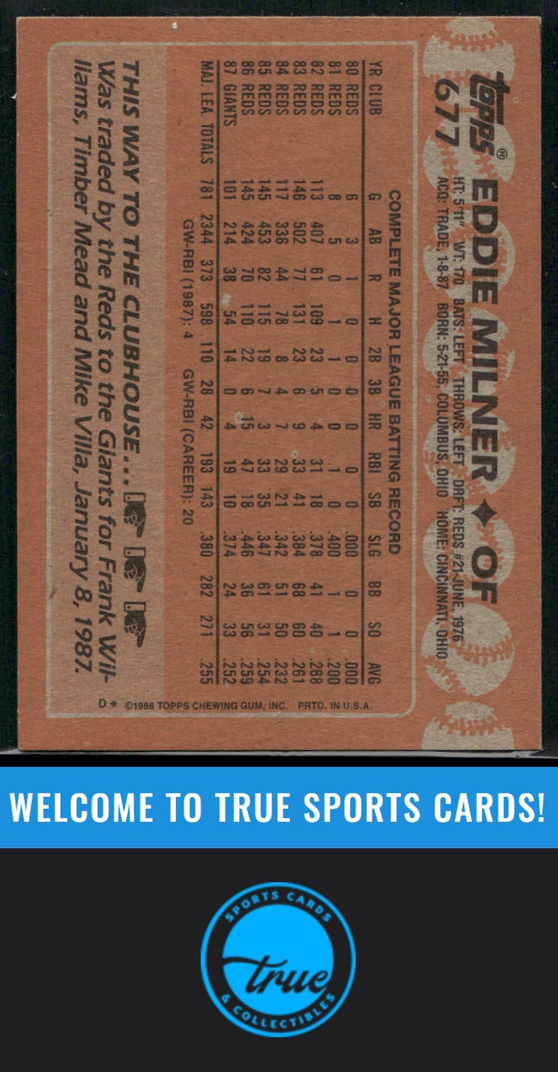 1988 Topps #677 Eddie Milner Auto