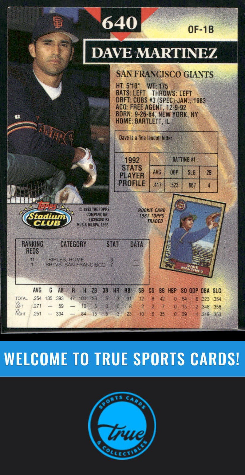 1993 Stadium Club #640 Dave Martinez Auto