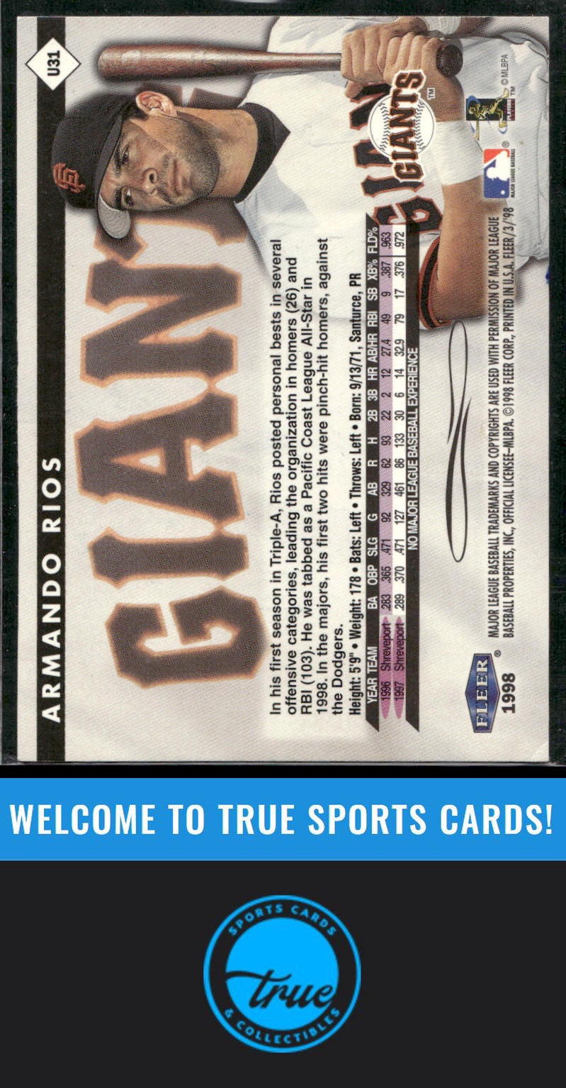 1998 Fleer Tradition Update #U31 Armando Rios Auto