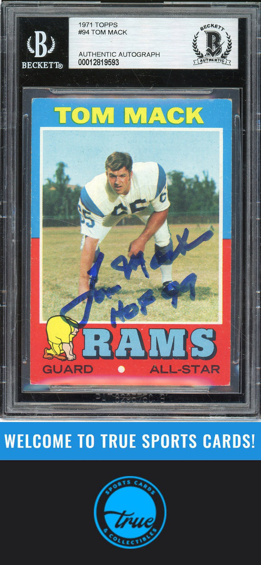 1971 Topps #94 Tom Mack Auto BGS Authentic (9593)