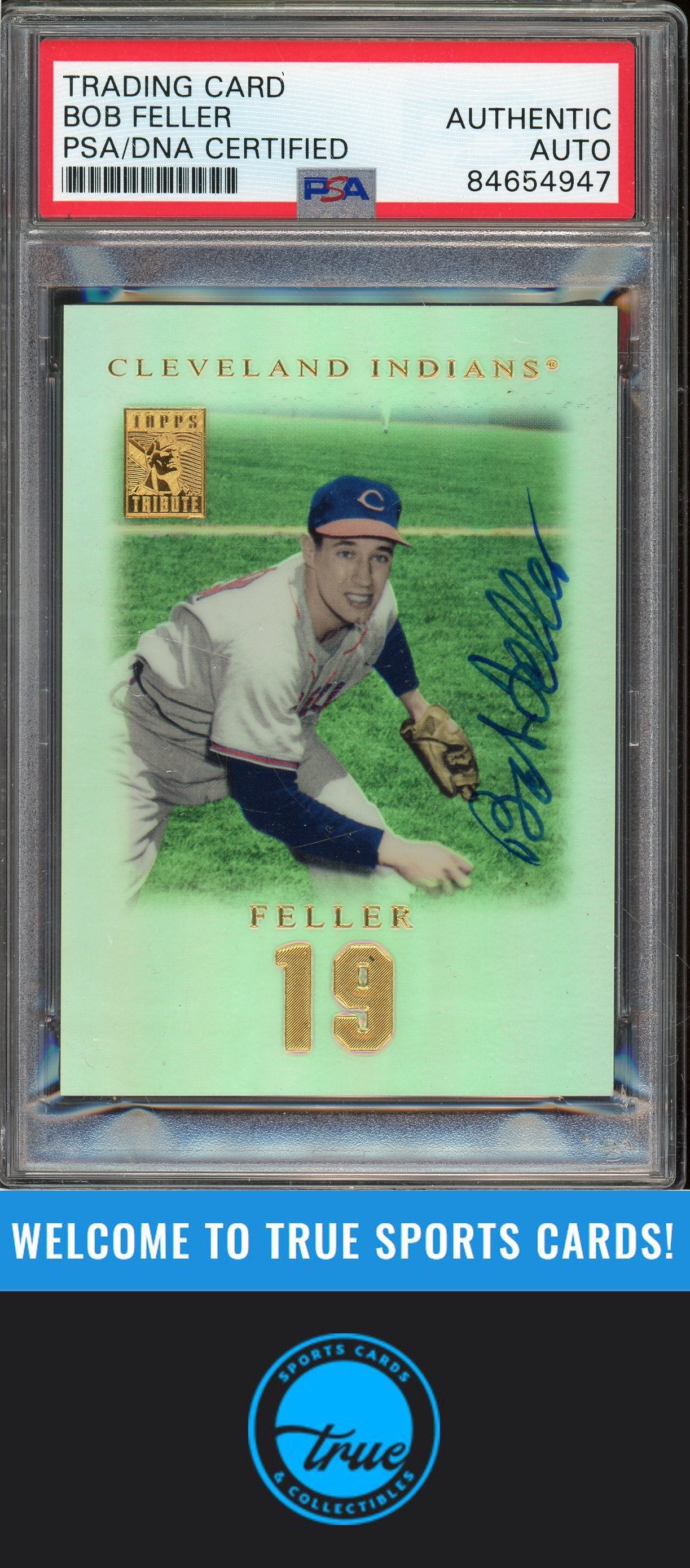 2001 Topps Tribute #16 Bob Feller Auto PSA Authentic (4947)