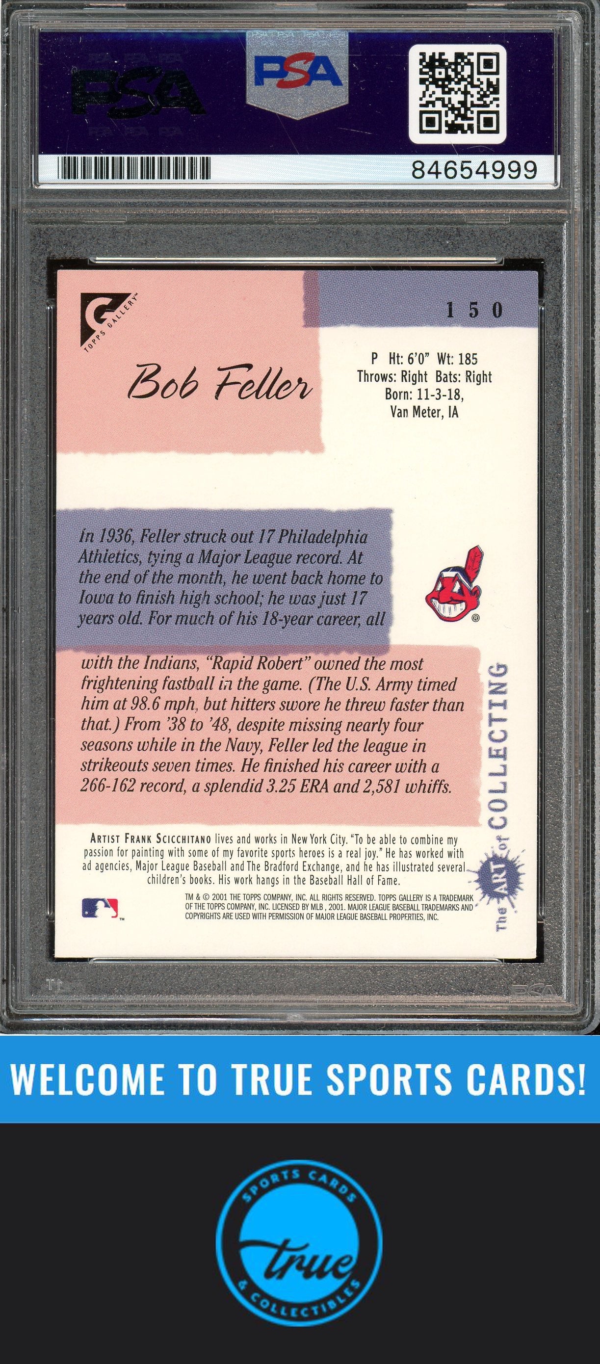 2001 Topps Gallery #150 Bob Feller Auto PSA Authentic (4999)