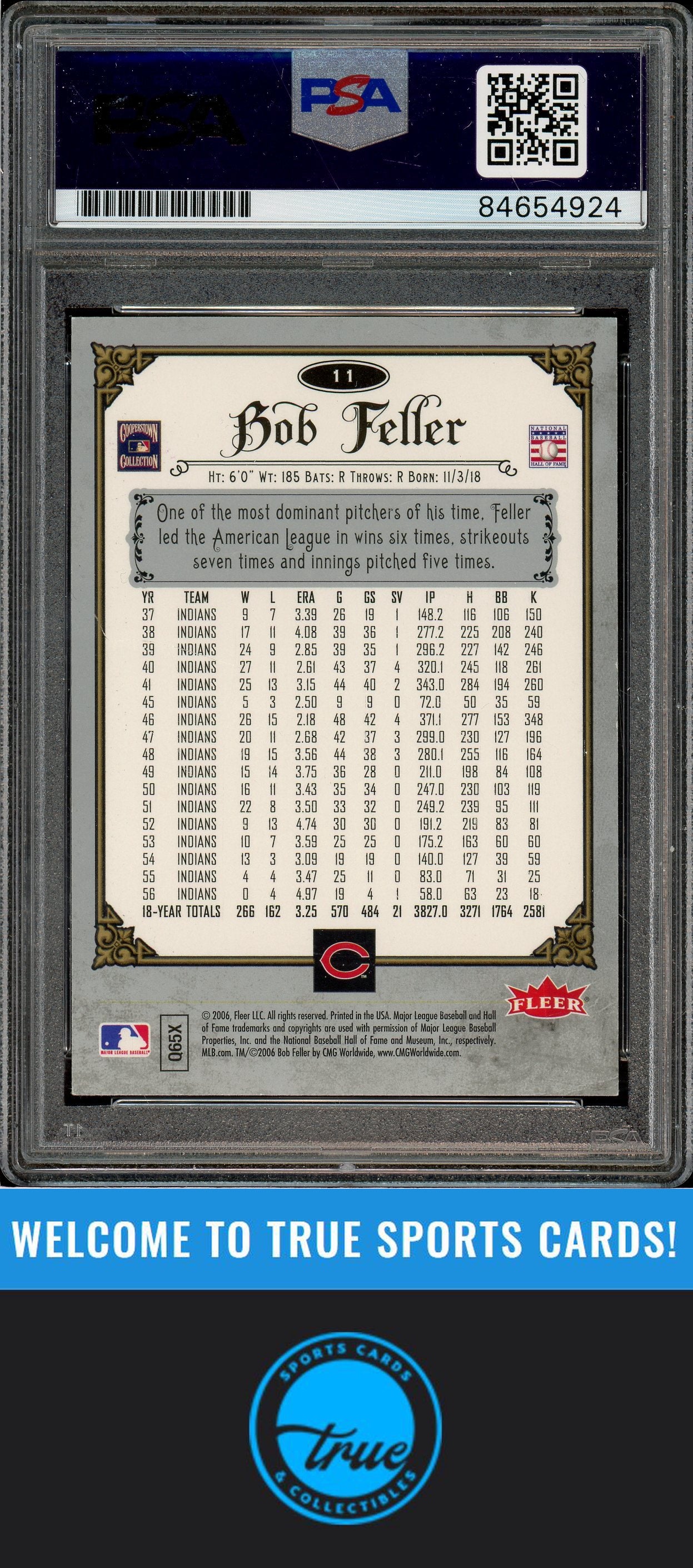 2006 Fleer Greats of the Game #11 Bob Feller Auto PSA Authentic (4924)