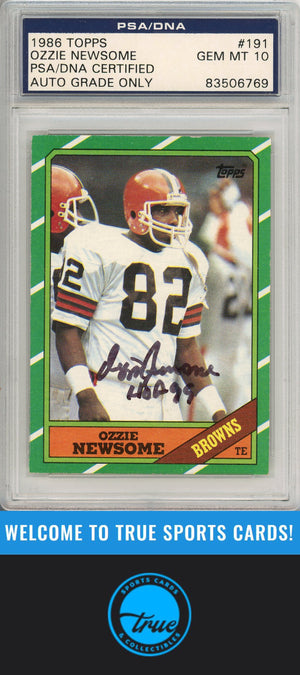 1986 Topps #191 Ozzie Newsome Auto - PSA 10 (AUTO GRADE)
