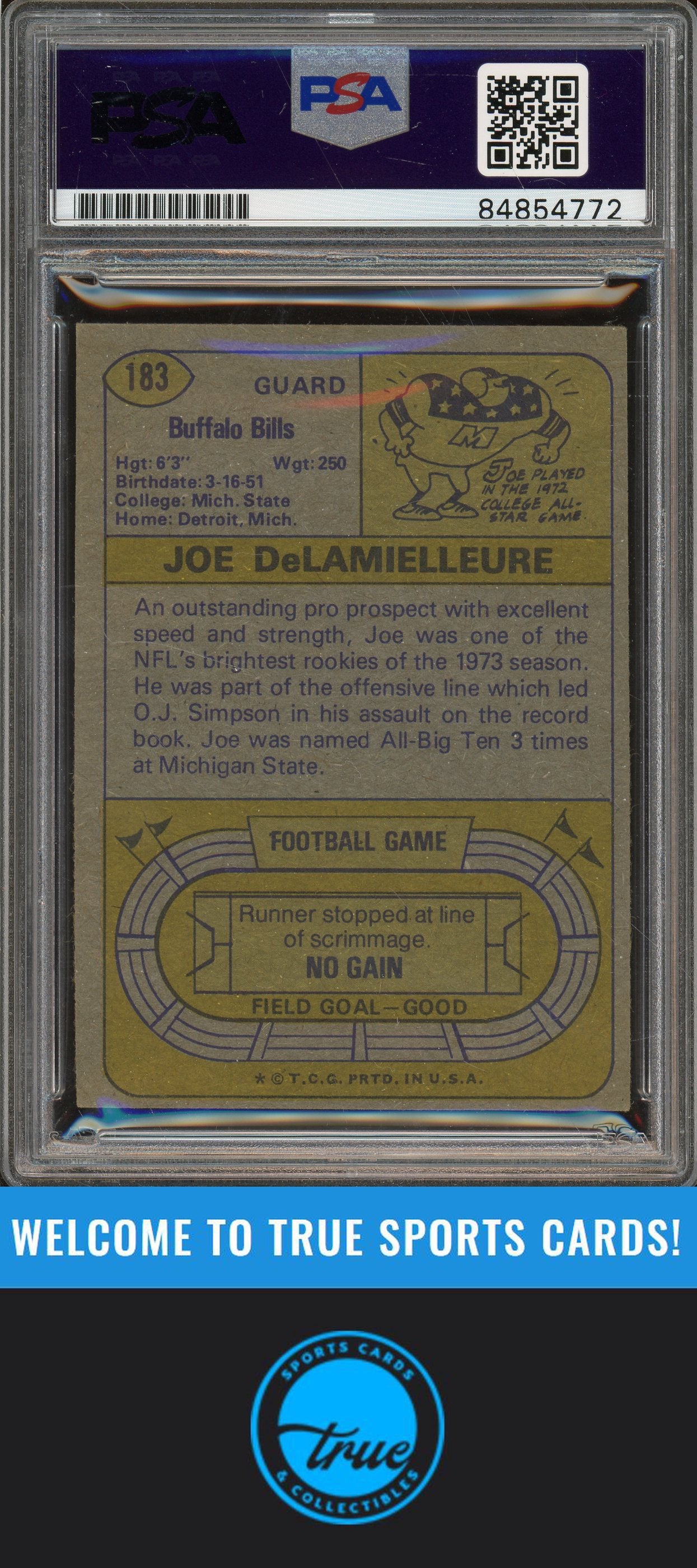 1974 Topps #183 Joe DeLamielleure Rookie Auto "HOF 03" PSA Authentic (4772)