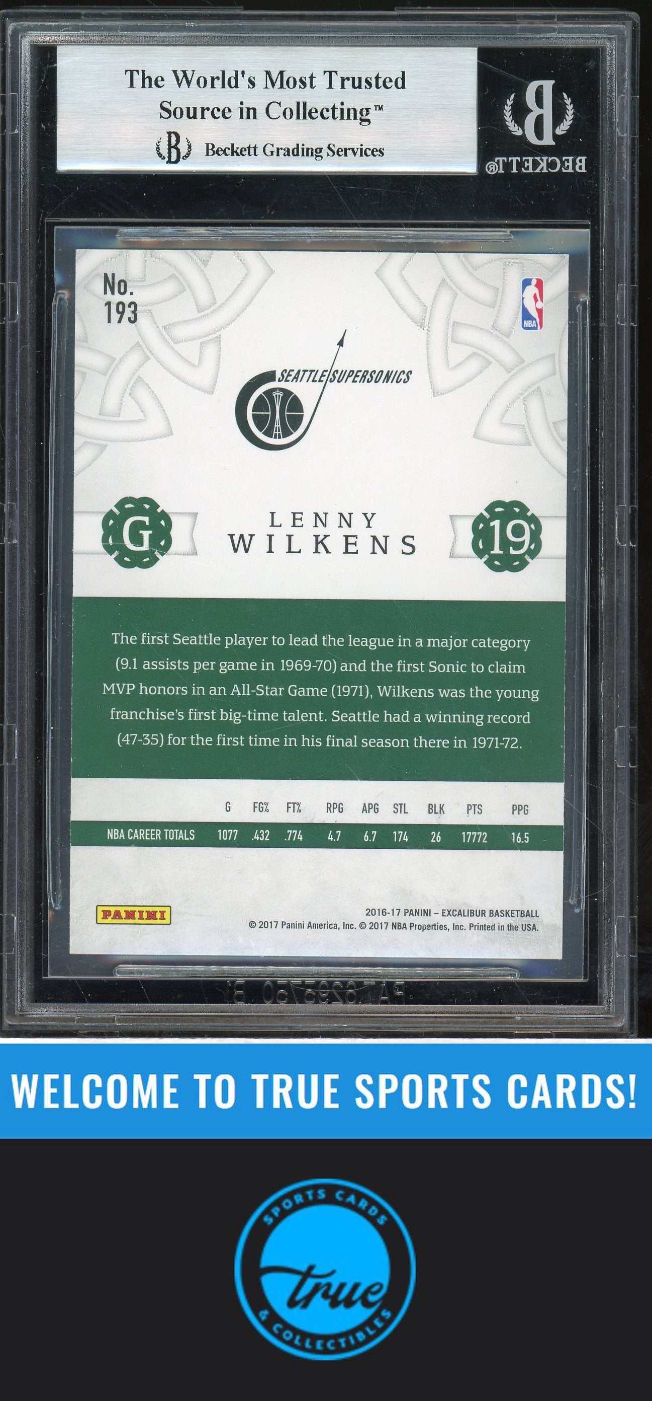 2016-17 Panini Excalibur #193 Lenny Wilkens Auto BGS Authentic (7297)