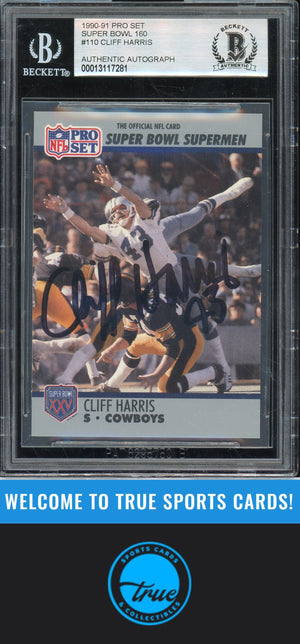 1990-91 Pro Set Super Bowl XXV #110 Cliff Harris Auto BGS Authentic (7281)