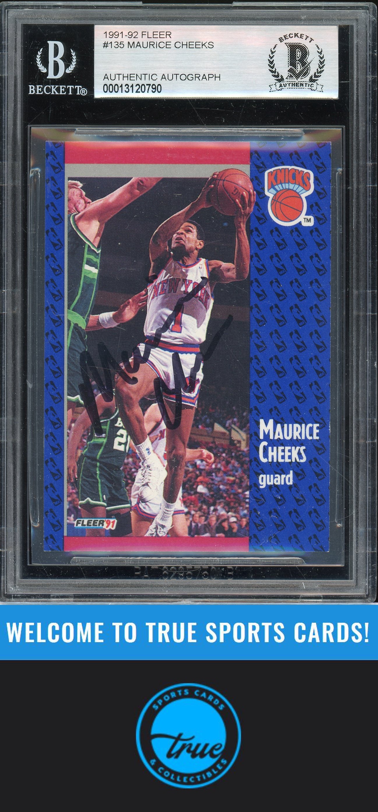 1991-92 Fleer #135 Maurice Cheeks Auto BGS Authentic (0790)