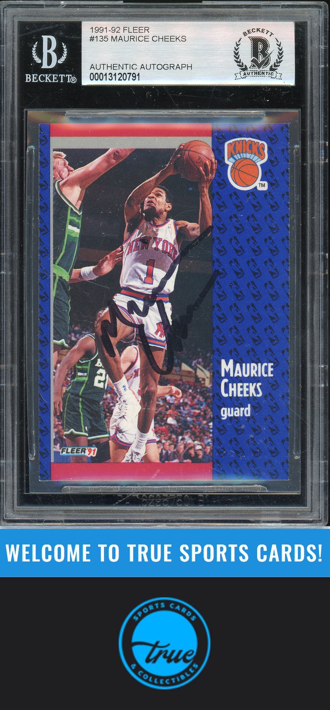 1991-92 Fleer #135 Maurice Cheeks Auto BGS Authentic (0791)