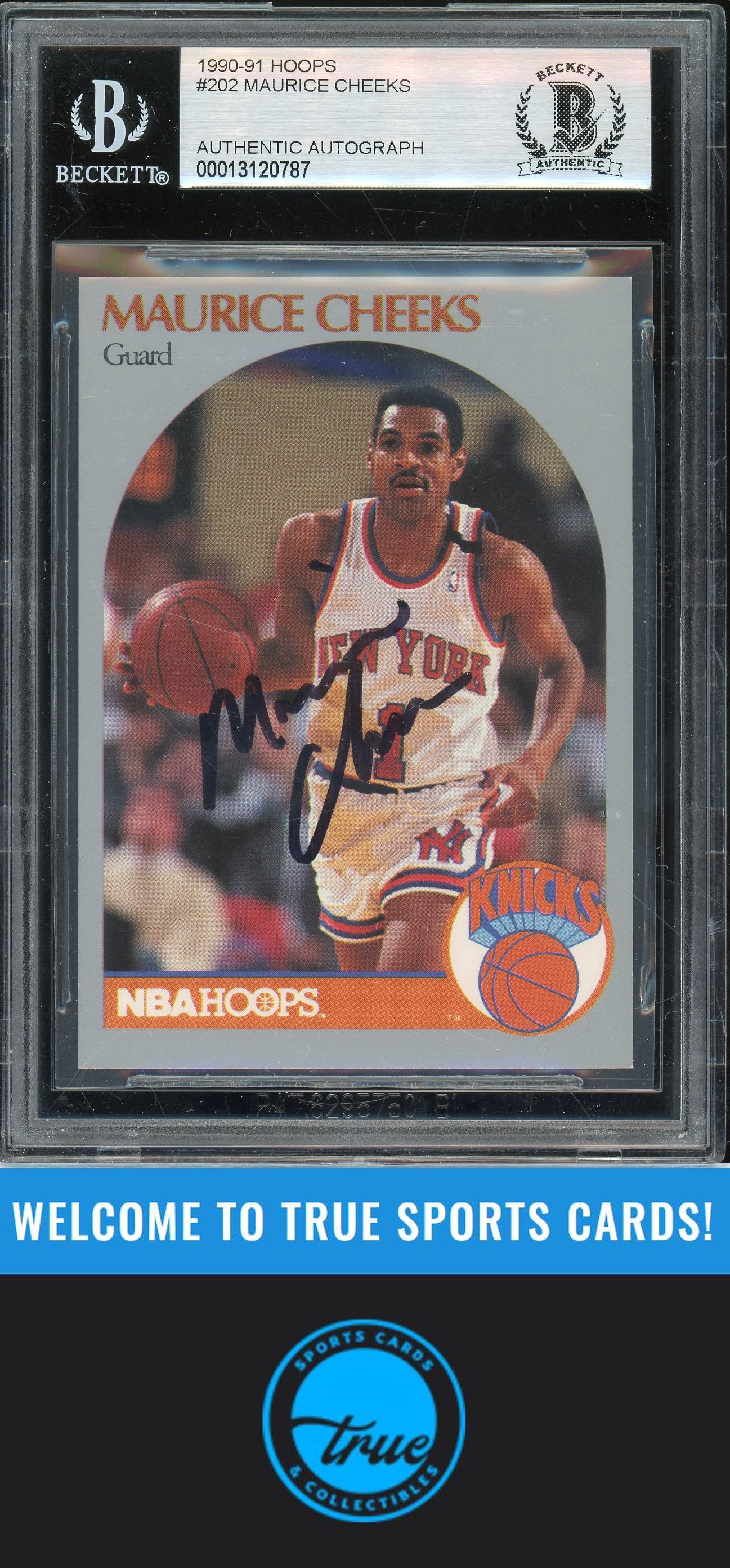 1990-91 Hoops #202 Maurice Cheeks Auto BGS Authentic (0787)