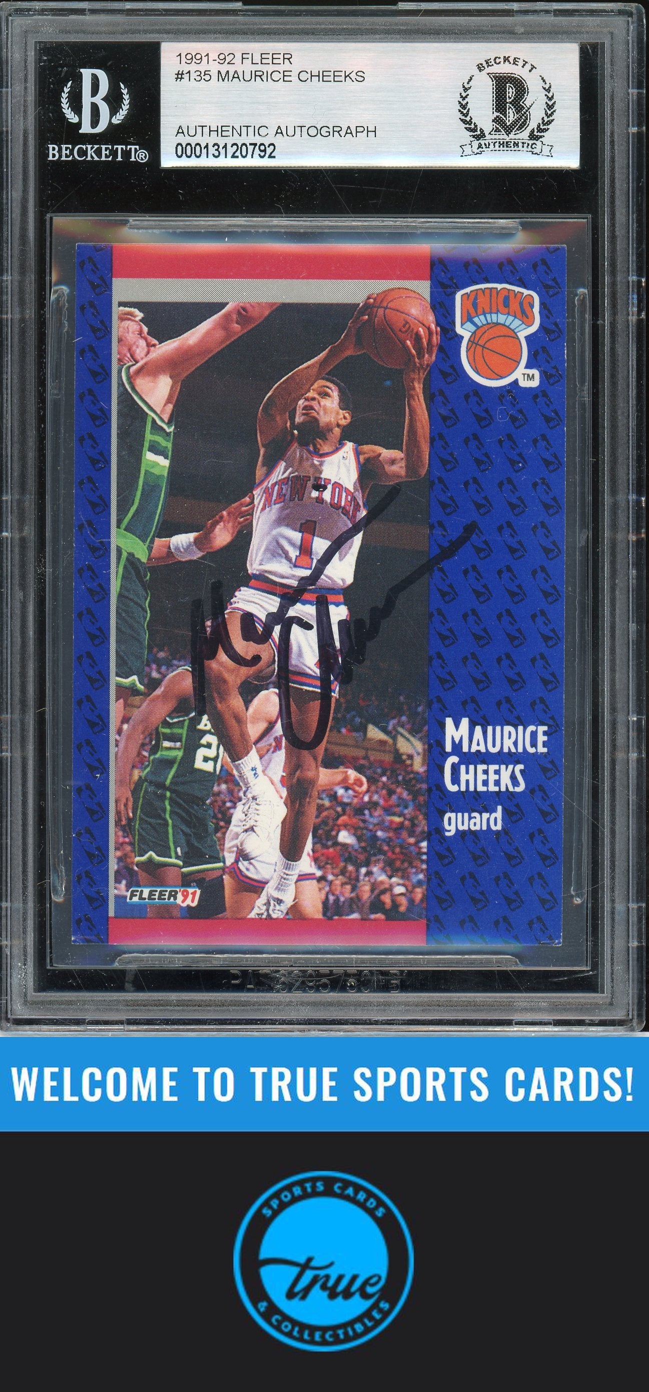 1991-92 Fleer #135 Maurice Cheeks Auto BGS Authentic (0792)