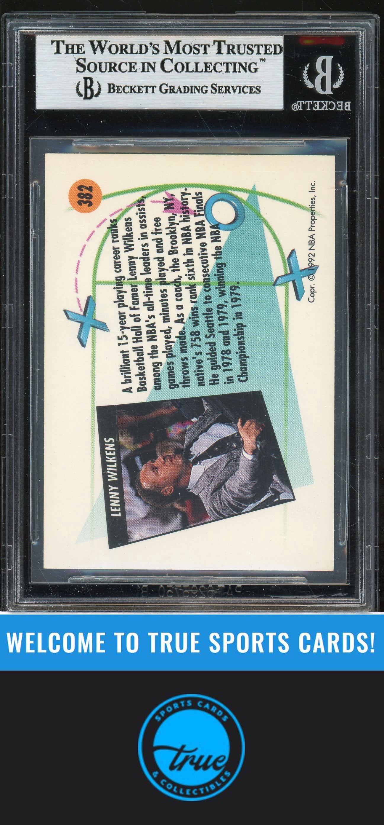 1991-92 SkyBox #382 Lenny Wilkens Auto BGS Authentic (3379)