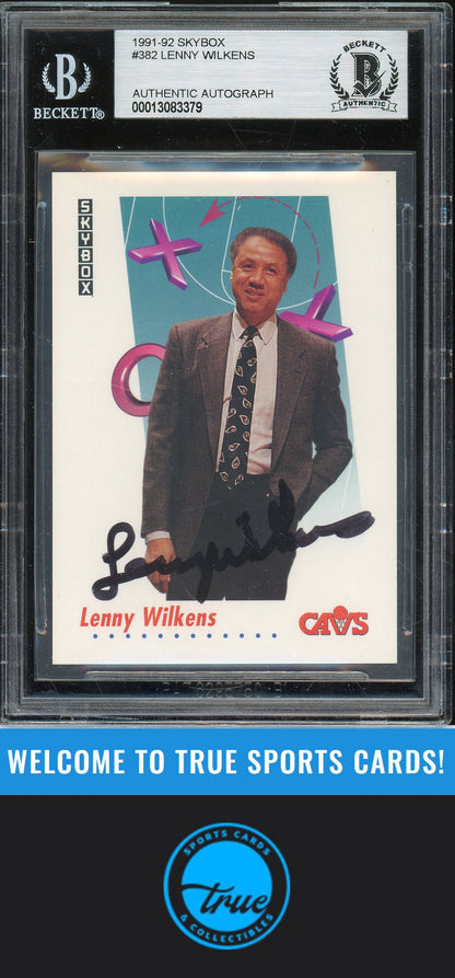 1991-92 SkyBox #382 Lenny Wilkens Auto BGS Authentic (3379)