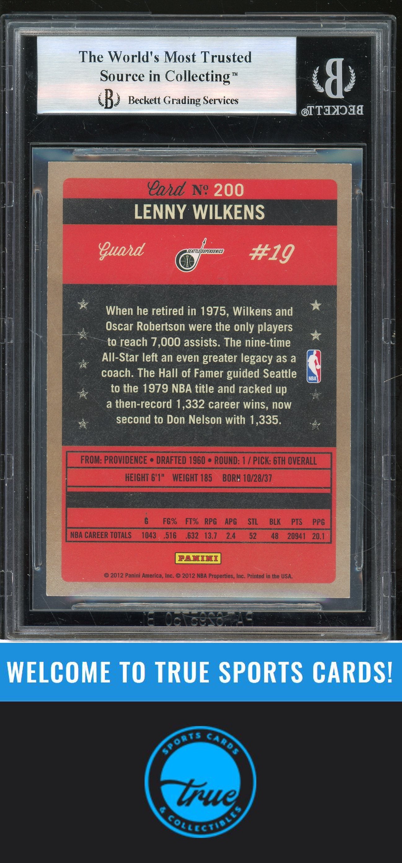 2011-12 Panini Past & Present #200 Lenny Wilkens Auto BGS Authentic (7302)