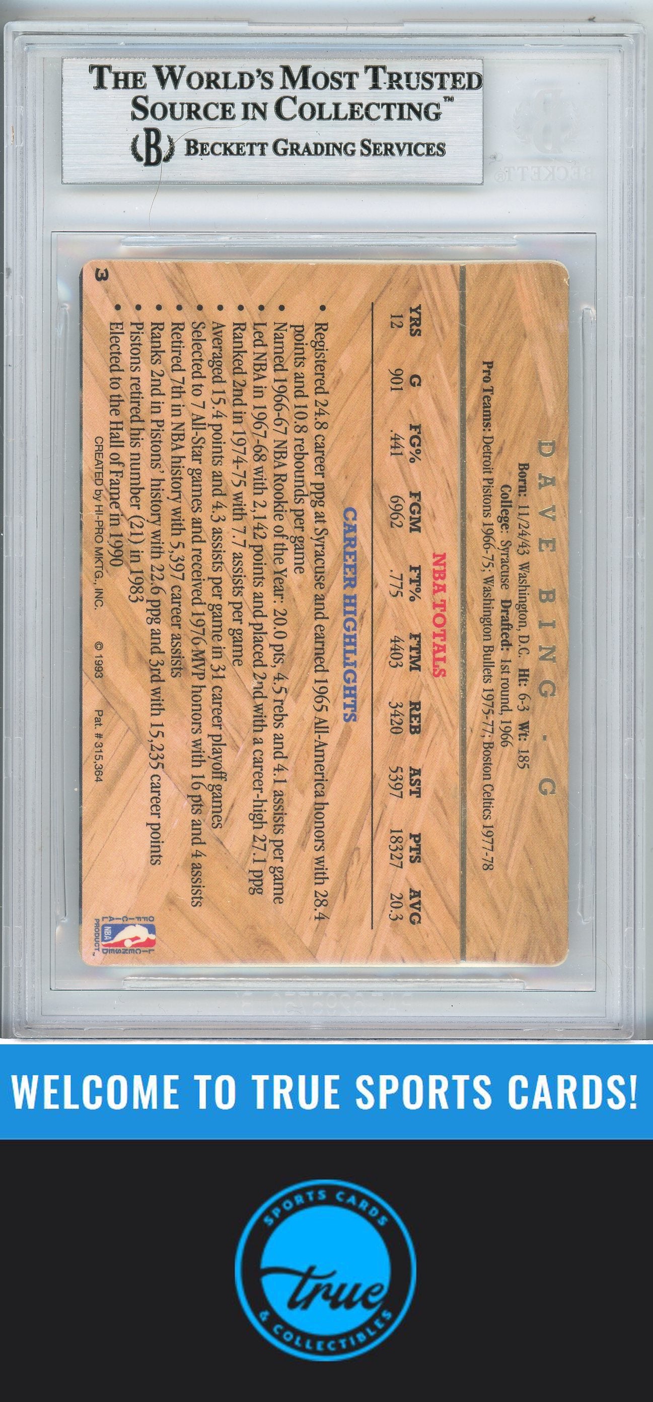 1993 Action Packed Hall of Fame #3 Dave Bing Auto BGS Authentic (2625)