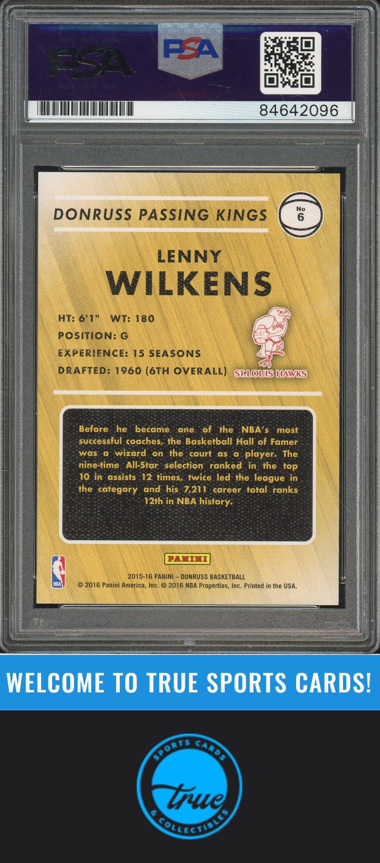 2015-16 Donruss #6 Lenny Wilkens Passing Kings Auto PSA Authentic (2096)