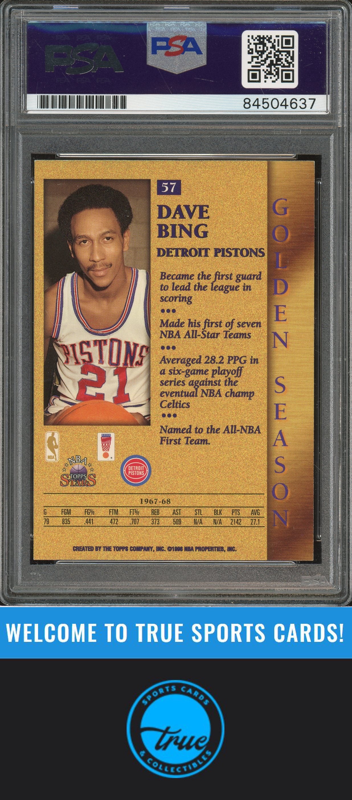 1996-97 Topps Stars #57 Dave Bing Auto PSA Authentic (4637)