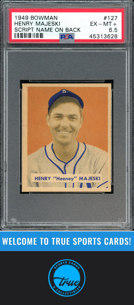 1949 Bowman #127a Henry "Heeney" Majeski Script name on back PSA 6.5