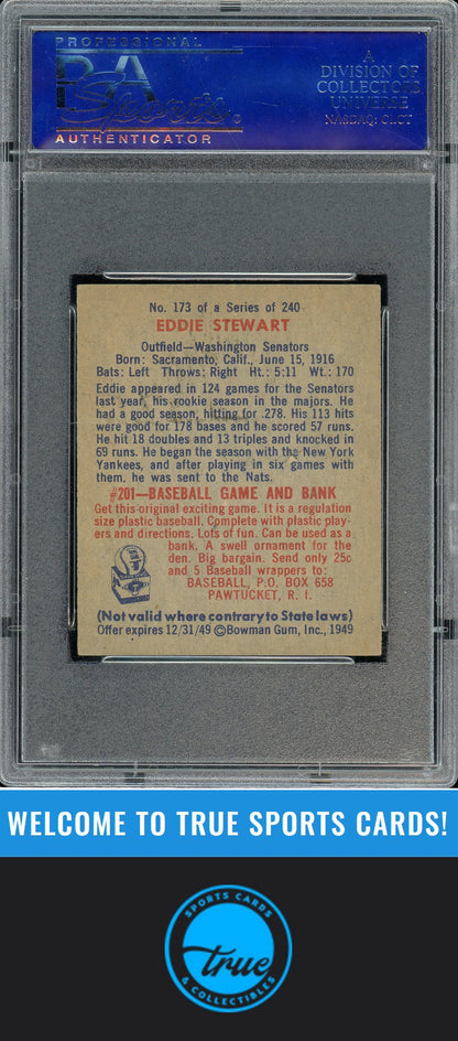 1949 Bowman #173 Eddie Stewart PSA 2