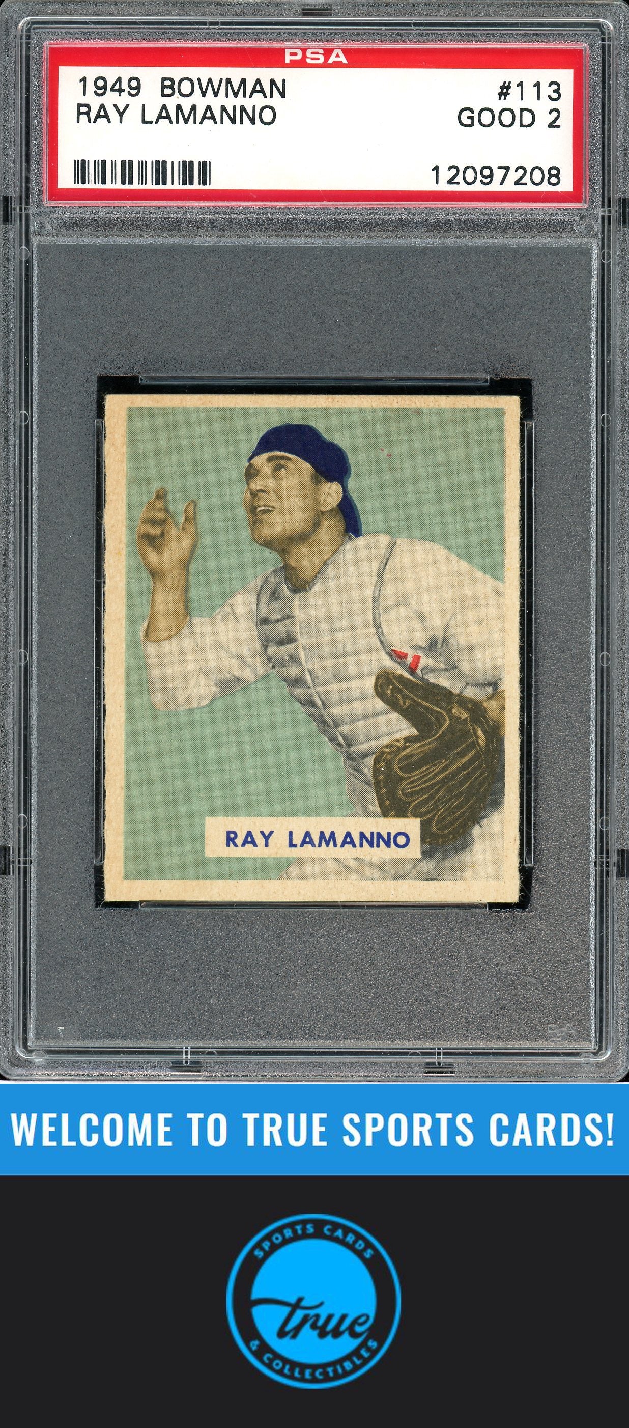 1949 Bowman #113 Ray Lamanno PSA 2